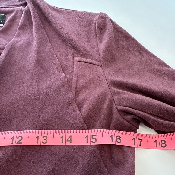 Kit from the Kloth Vegan Suede Draped Jacket Burgundy  Women’s Size Small Petite - Picture 11 of 15